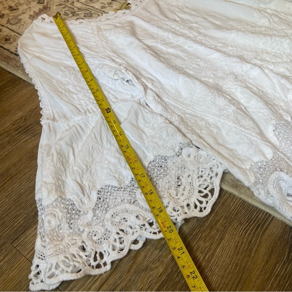 Boho Cold Shoulder White Lace Detail Blouse - Picture 7 of 12